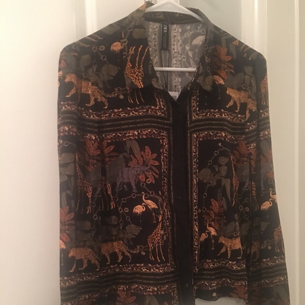 Zara safari cropped button down size Medium